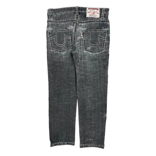 True Religion Contrast Stitch Jeans - 35W 30L Grey Cotton