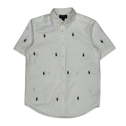 Age 12 Polo By Ralph Lauren Short Sleeve Shirt - Large White Cotton