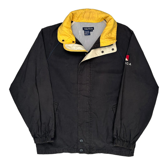 Vintage Nautica Windbreaker - Large Black Cotton Blend