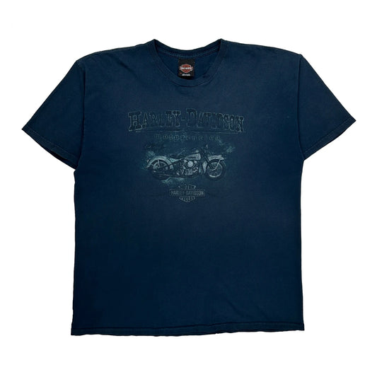 Vintage Motorcycles Harley Davidson Graphic T-Shirt - XL Blue Cotton