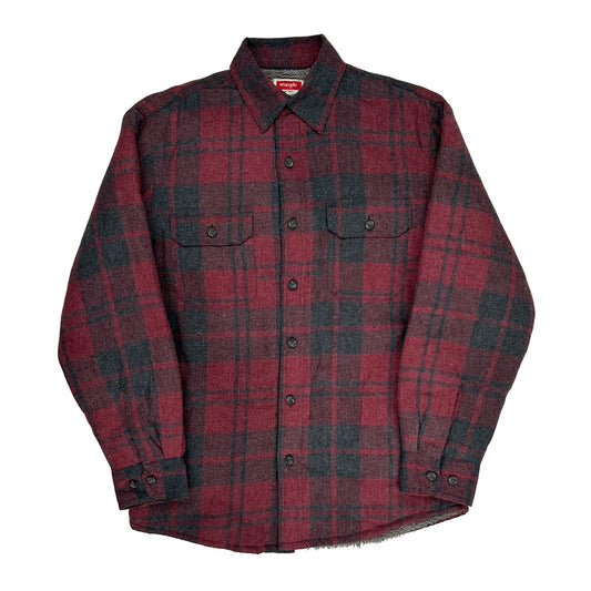 Wrangler Checked Flannel Shirt - Small Red Cotton
