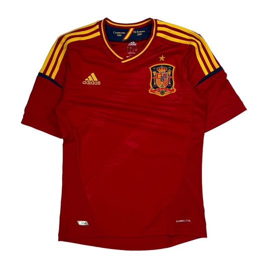 2011-12 Spain National Team Adidas Home Football Shirt - Small Yellow Polyester