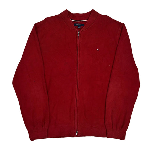Tommy Hilfiger Zip Up - XL Red Cotton