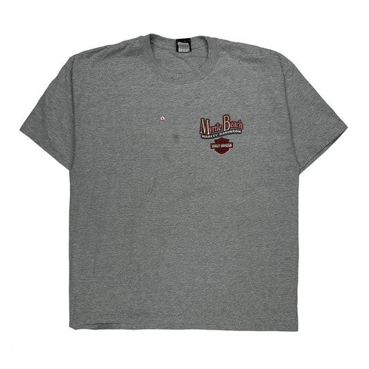 Vintage Myrtle Beach Harley Davidson Graphic T-Shirt - 2XL Grey Cotton