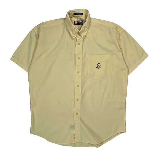 Chaps Ralph Lauren Short Sleeve Shirt - Large Yellow Cotton
