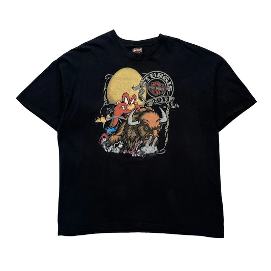 Sturgis 2011 Harley Davidson Graphic T-Shirt - 2XL Black Cotton