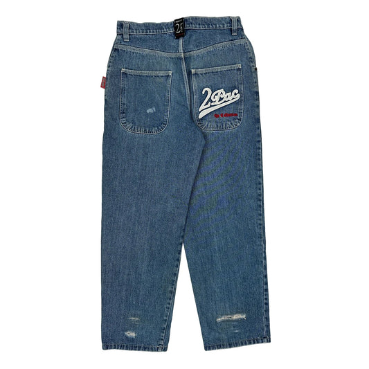 Tupac Hip Hop Jeans - 32W 31L Blue Cotton