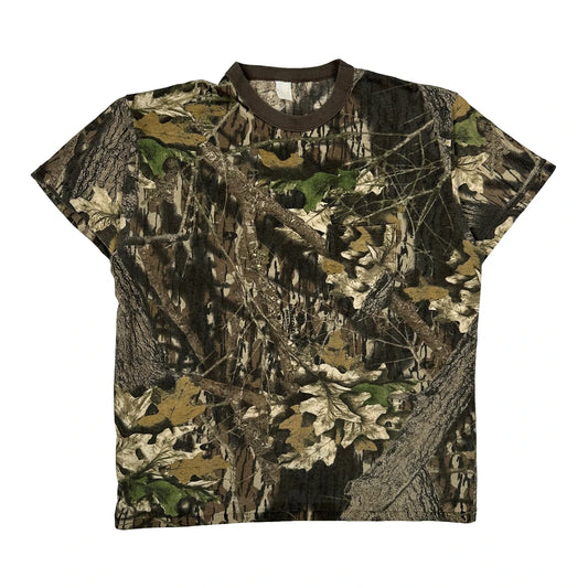 Mossy Oak Camo Ringer T-Shirt - Large Green Cotton