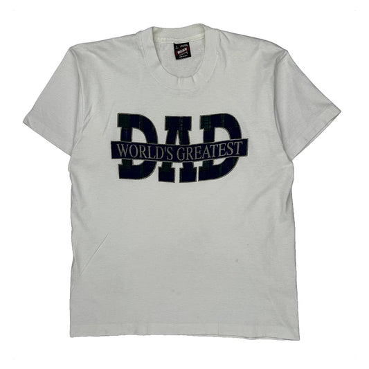 World'S Greatest Dad Fruit Of The Loom Single Stitch T-Shirt - Large White Cotton Blend