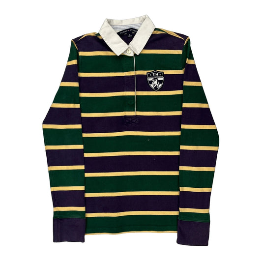 Tommy Hilfiger Striped Rugby Shirt - Medium Green Cotton