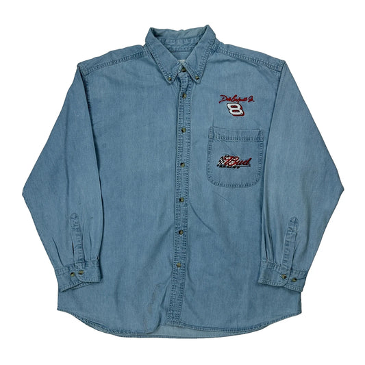 Vintage Dale Earnhardt Jr. Competitors View Nascar Denim Shirt - XL Blue Cotton