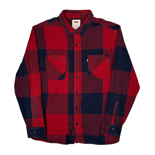 Vintage Levis Checked Flannel Shirt - Large Red Cotton