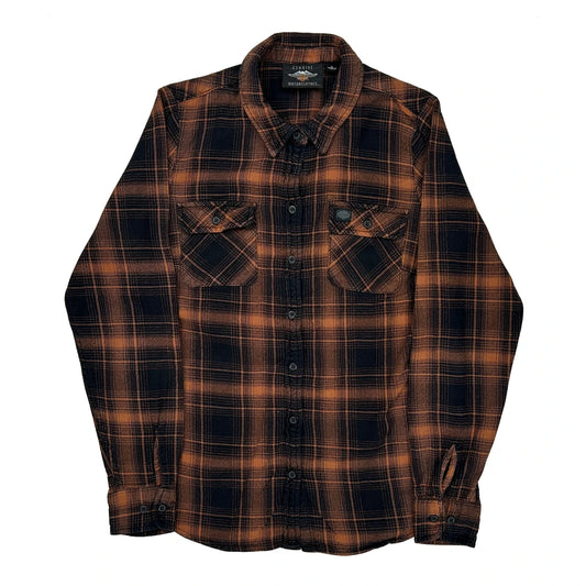 Harley Davidson Checked Flannel Shirt - Medium Brown Cotton