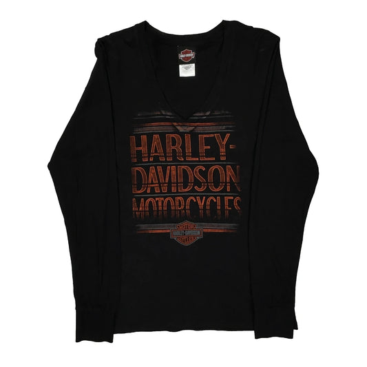 Harley Davidson Graphic Long Sleeve T-Shirt - Large Black Cotton