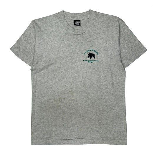 Porcupine Mountains Screen Stars Single Stitch T-Shirt - Large Grey Cotton Blend