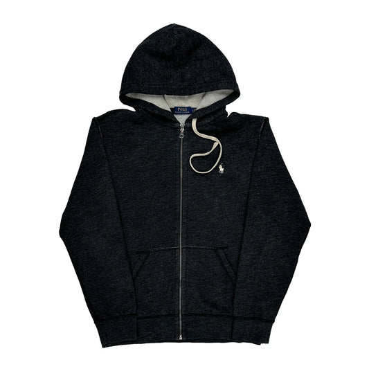 Vintage Polo By Ralph Lauren Full Zip Hoodie - Large Black Cotton