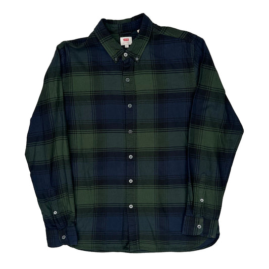 Vintage Levis Checked Flannel Shirt - Large Green Cotton