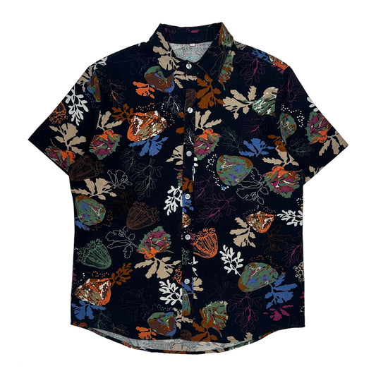 Unbranded Floral Short Sleeve Shirt - 3XL Multicoloured Cotton