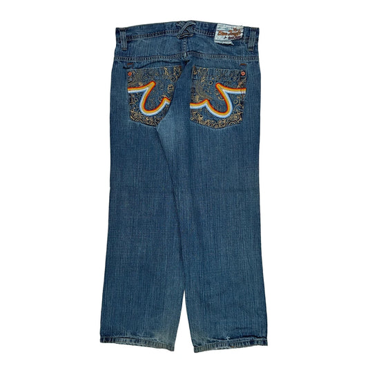5Ive Jungle Baggy Embroidered Jeans - 35W 30L Blue Cotton