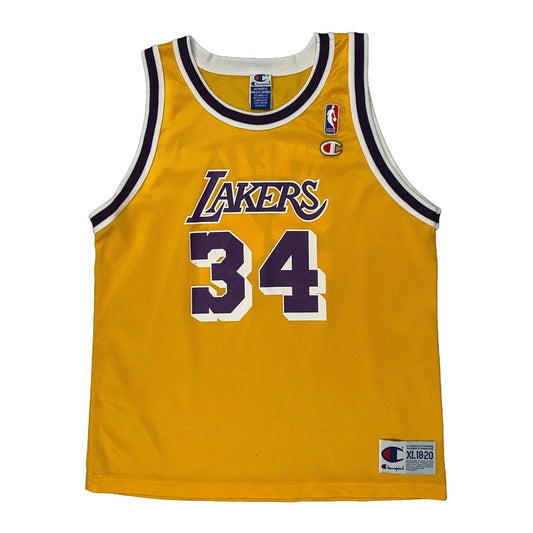90S La Lakers Champion Shaquille O'Neal Jersey - XL Yellow Nylon