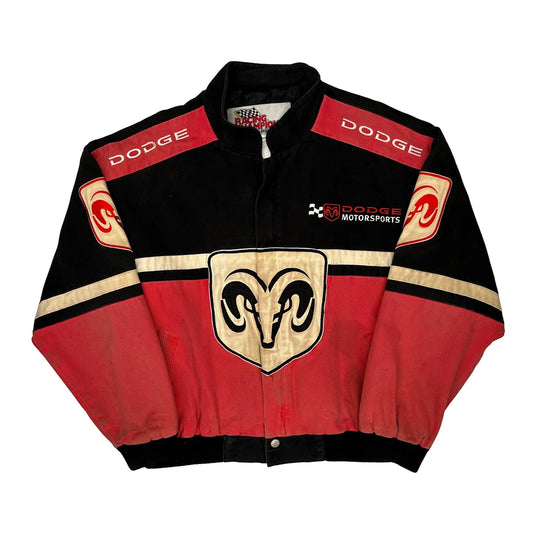 Vintage Dodge Motorsports Racing Champions Apparel Nascar Bomber Jacket - Medium Red Cotton