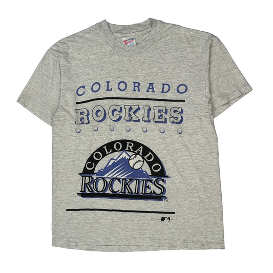 Vintage Colorado Rockies Hanes Mlb T-Shirt - Large Grey Cotton