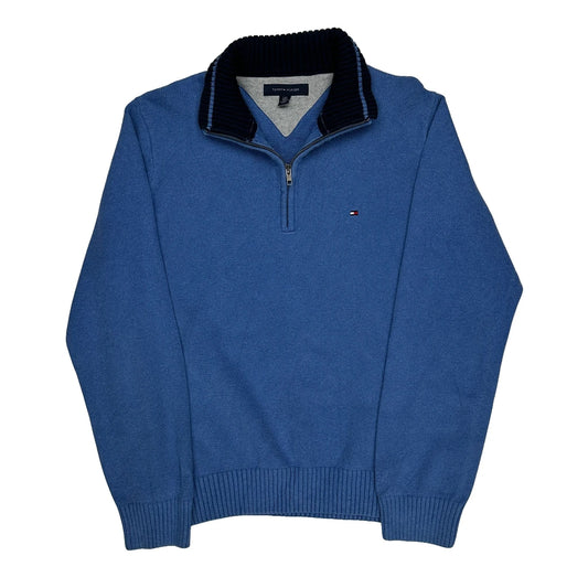 Vintage Tommy Hilfiger 1/4 Zip - Large Blue Cotton