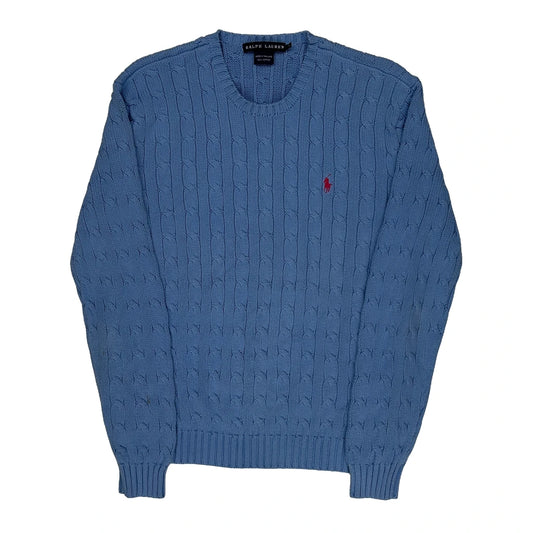 Ralph Lauren Cable Knit Jumper - Medium Blue Cotton