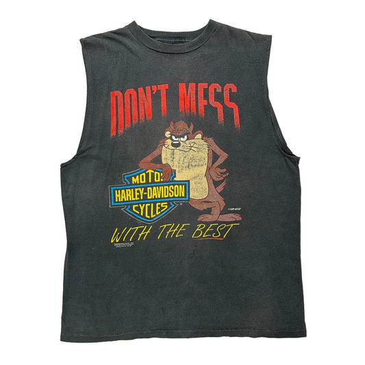 Tazmanian Devil Harley Davidson Cartoon Vest - Large Black Cotton