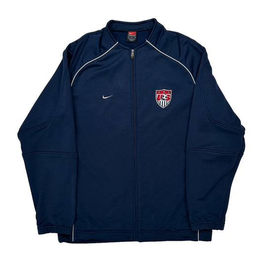 Vintage USA Soccer Nike Track Jacket - Large Navy Polyester