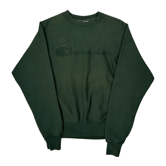 Reverse Weave Champion Spellout Sweatshirt - Small Green Cotton