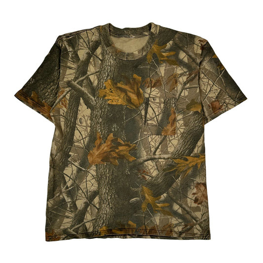 Mossy Oak Camo T-Shirt - Medium Khaki Cotton