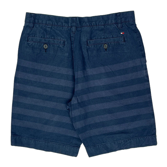 Tommy Hilfiger Striped Chino Shorts - 31W 10L Blue Cotton