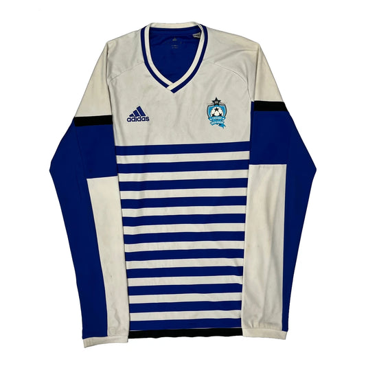 Vintage Csa Adidas Striped Football Shirt - Medium Blue Polyester