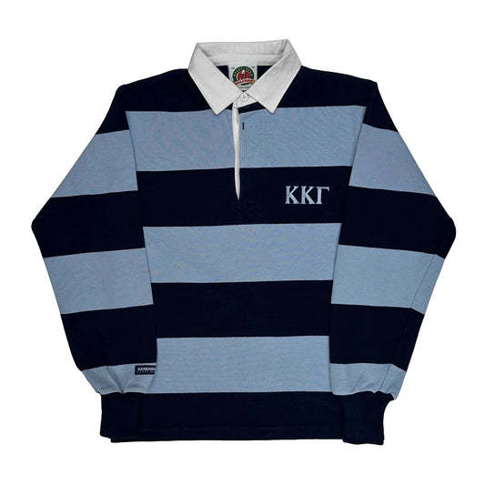 Barbarian Striped Rugby Shirt - XS Blue Cotton