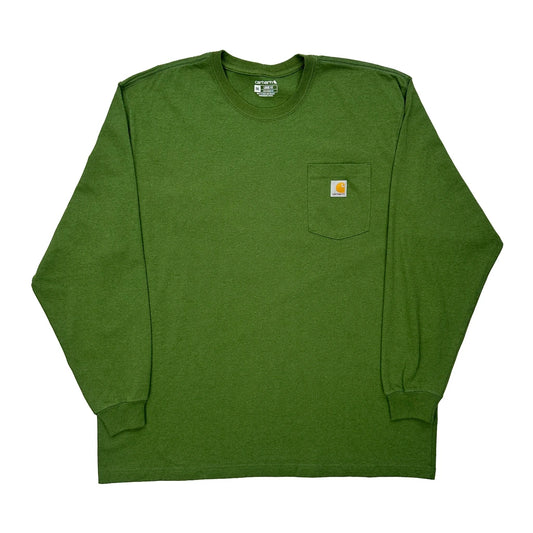 Carhartt Long Sleeve T-Shirt - 2XL Green Cotton
