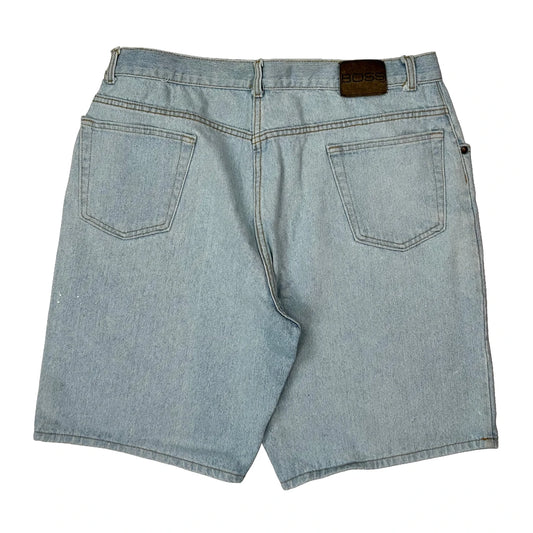 Vintage Boss Denim Shorts - 36W 11L Light Wash Denim