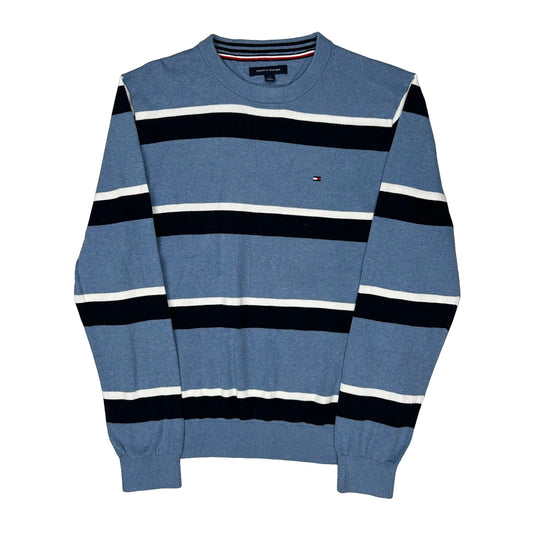 Tommy Hilfiger Striped Jumper - Large Blue Cotton