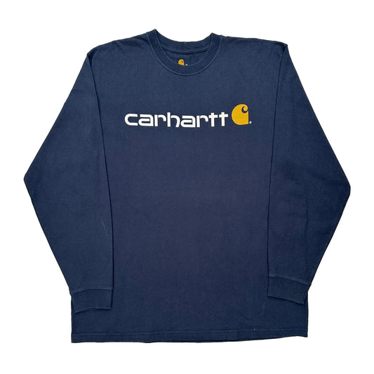 Original Fit Carhartt Spellout Long Sleeve T-Shirt - XL Blue Cotton