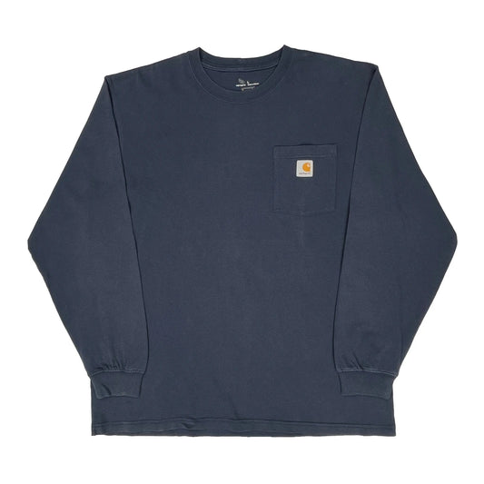 Rugged Workwear Carhartt Long Sleeve T-Shirt - Large Navy Cotton