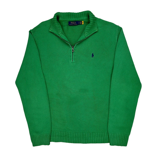 Polo By Ralph Lauren 1/4 Zip - Large Green Cotton