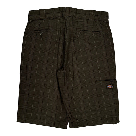 Dickies Checked Shorts - 34W 13L Brown Polyester Blend