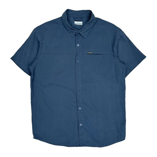 Columbia Short Sleeve Shirt - Large Blue Cotton