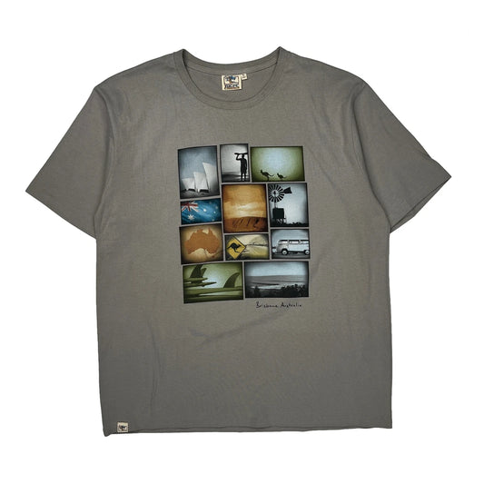 Brisbane Australia Pacific Creations Single Stitch T-Shirt - Large Grey Cotton