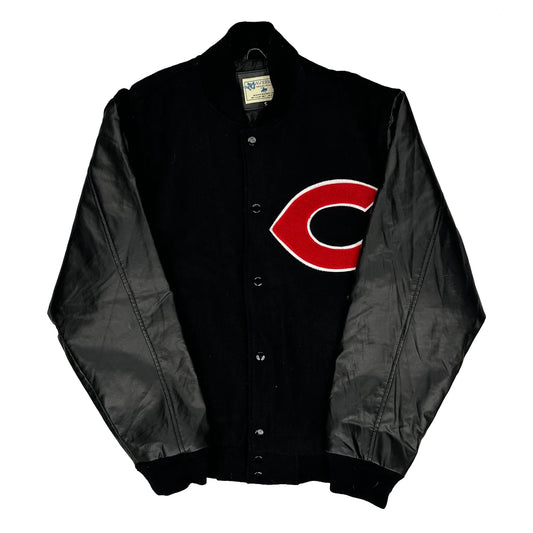 Vintage Cincinnati Reds Maverick Varsity Jacket - Small Black Wool Blend