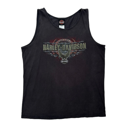 Skull Logo Harley Davidson Graphic Vest - Large Black Cotton