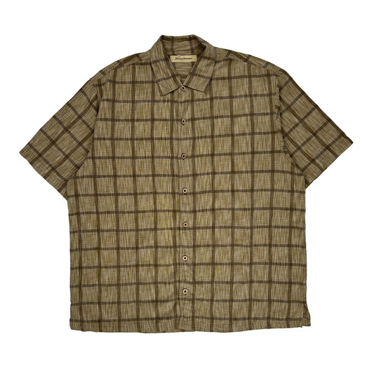 Tommy Bahama Checked Short Sleeve Shirt - XL Brown Cotton