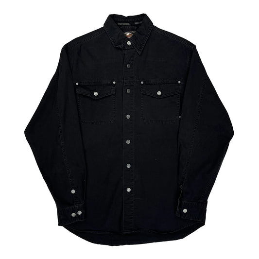 Motorcycles Harley Davidson Graphic Denim Shirt - Medium Black Cotton