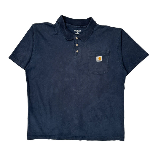 Carhartt Polo Shirt - Large Blue Cotton