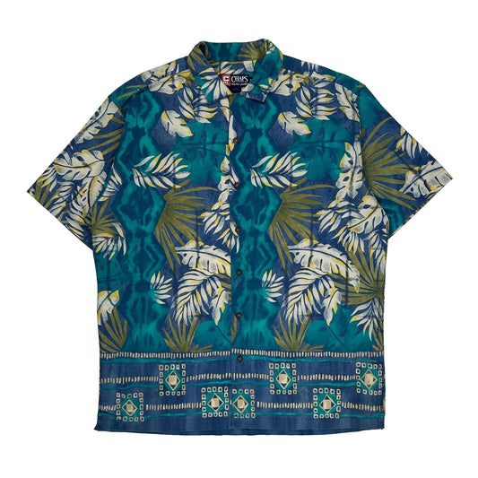 Chaps Ralph Lauren Floral Hawaiian Shirt - XL Blue Cotton